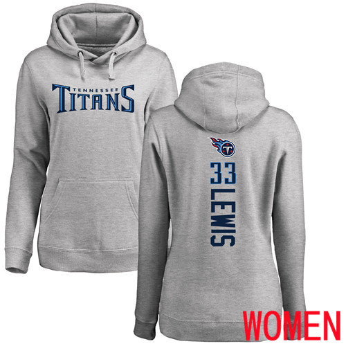 Tennessee Titans Ash Women Dion Lewis Backer NFL Football 33 Pullover Hoodie Sweatshirts